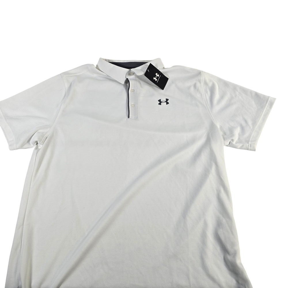 Under Armour Mens Polo Shirt White Loose Fit Short Sleeve Golf Athletic XXL